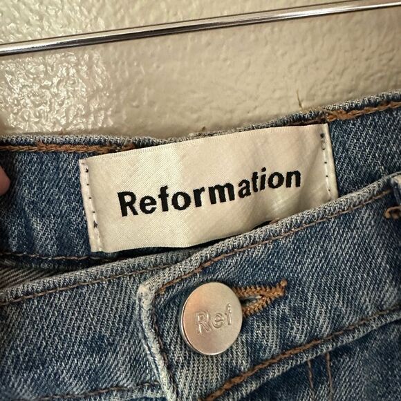 Reformation Julia High Waist Cigarette Jean Straight Leg Distressed Size 28 - Picture 3 of 9